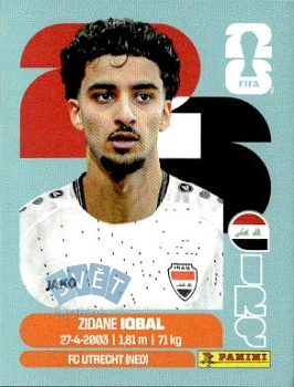 Zidane Iqbal Iraq samolepka Panini World Cup 2026 #IRQ9