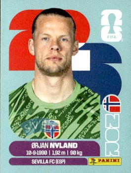 Orjan Nyland Norway samolepka Panini World Cup 2026 #NOR2