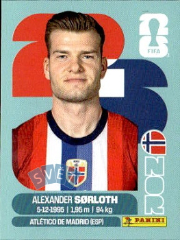 Alexander Sorloth Norway samolepka Panini World Cup 2026 #NOR16