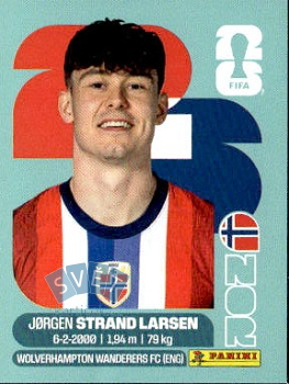 Jorgen Strand Larsen Norway samolepka Panini World Cup 2026 #NOR18