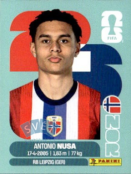 Antonio Nusa Norway samolepka Panini World Cup 2026 #NOR19