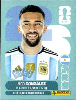 Nico Gonzalez Argentina samolepka Panini World Cup 2026 #ARG16