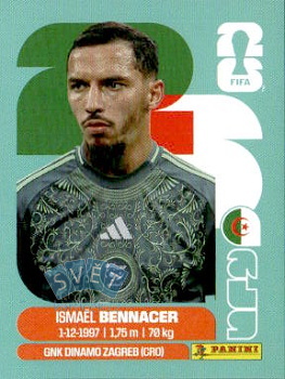 Ismael Bennacer Algeria samolepka Panini World Cup 2026 #ALG8