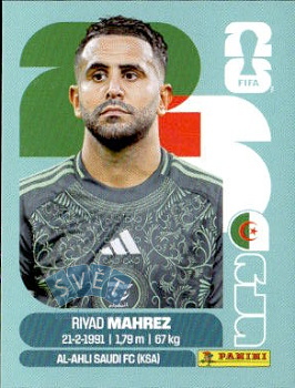 Riyad Mahrez Algeria samolepka Panini World Cup 2026 #ALG15