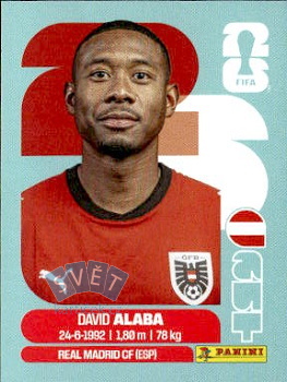 David Alaba Austria samolepka Panini World Cup 2026 #AUT4