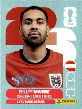 Phillipp Mwene Austria samolepka Panini World Cup 2026 #AUT8