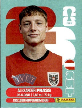 Alexander Prass Austria samolepka Panini World Cup 2026 #AUT9