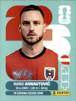 Marko Arnautovic Austria samolepka Panini World Cup 2026 #AUT20