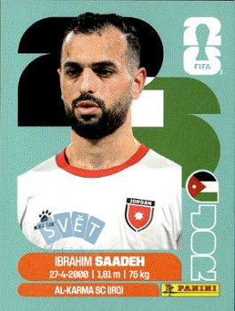 Ibrahim Saadeh Jordan samolepka Panini World Cup 2026 #JOR9