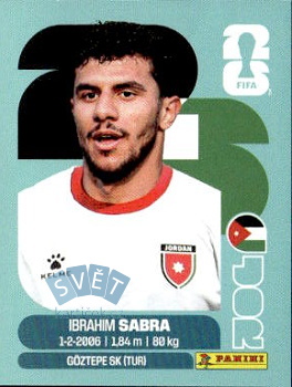 Ibrahim Sabra Jordan samolepka Panini World Cup 2026 #JOR20