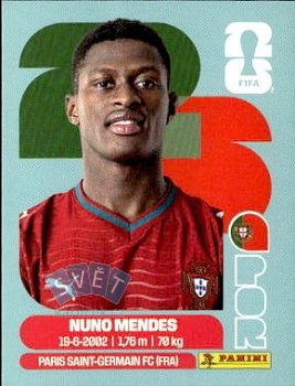 Nuno Mendes Portugal samolepka Panini World Cup 2026 #POR7