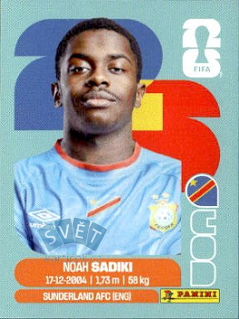 Noah Sadiki Congo DR samolepka Panini World Cup 2026 #COD12