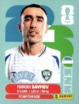 Farrukh Savfiev Uzbekistan samolepka Panini World Cup 2026 #UZB3