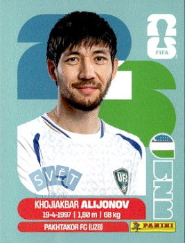 Khojiakbar Alijonov Uzbekistan samolepka Panini World Cup 2026 #UZB8