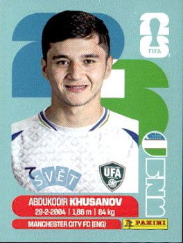Abdukodir Khusanov Uzbekistan samolepka Panini World Cup 2026 #UZB9