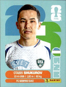Otabek Shukurov Uzbekistan samolepka Panini World Cup 2026 #UZB11