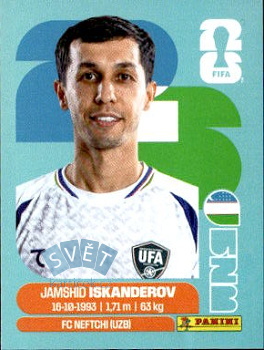 Jamshid Iskanderov Uzbekistan samolepka Panini World Cup 2026 #UZB12