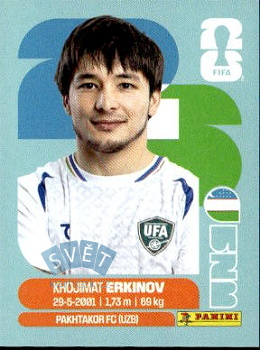 Khojimat Erkinov Uzbekistan samolepka Panini World Cup 2026 #UZB15