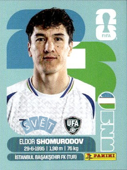 Eldor Shomurodov Uzbekistan samolepka Panini World Cup 2026 #UZB16