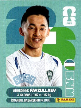 Abbosbek Fayzullaev Uzbekistan samolepka Panini World Cup 2026 #UZB20