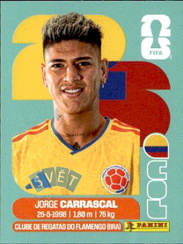 Jorge Carrascal Colombia samolepka Panini World Cup 2026 #COL16