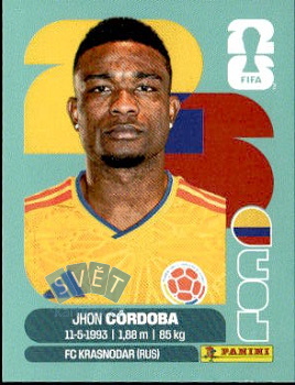 Jhon Cordova Colombia samolepka Panini World Cup 2026 #COL18