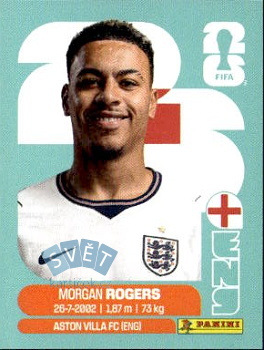 Morgan Rogers England samolepka Panini World Cup 2026 #ENG14