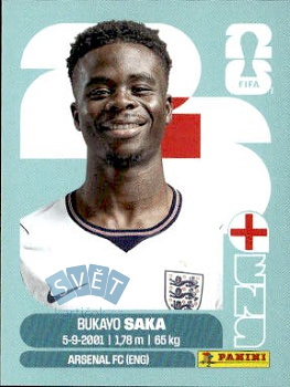 Bukayo Saka England samolepka Panini World Cup 2026 #ENG17