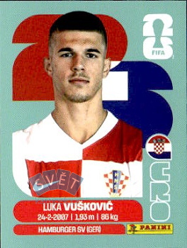 Luka Vuskovic Croatia samolepka Panini World Cup 2026 #CRO6