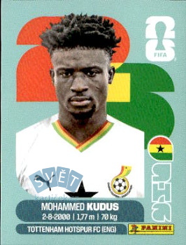 Mohammed Kudus Ghana samolepka Panini World Cup 2026 #GHA14
