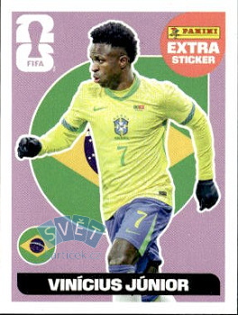 Vinicius Junior Brazil samolepka Panini World Cup 2026 Extra Purple #VJ