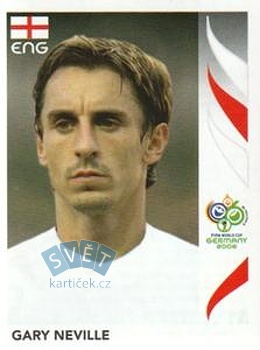 Gary Neville England samolepka Panini World Cup 2006 #101
