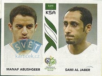 Manaf Abushgeer/Sami Al Jaber Saudi Arabia samolepka Panini World Cup 2006 #595
