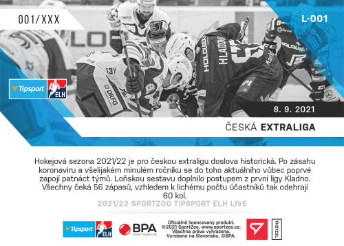 Česká Extraliga TELH 2021/22 SportZoo LIVE /126 #L-001 