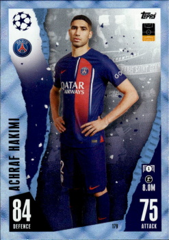 Achraf Hakimi Paris Saint-Germain 2023/24 Topps Match Attax UEFA ChL Crystal Parallel #179