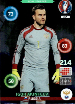 Igor Akinfeev Russia Panini UEFA EURO 2016 Goal Stopper #317