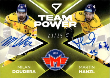 Doudera Hanzl Ceske Budejovice Tipsport ELH 2023/24 SportZoo 1. serie Team Power - Dual Auto /25 #TPS-CEB
