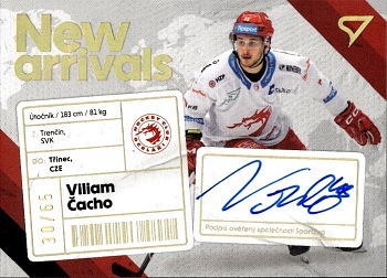Viliam Cacho Trinec Tipsport ELH 2023/24 SportZoo 1. serie New Arrival Auto /65 #NAS-VC