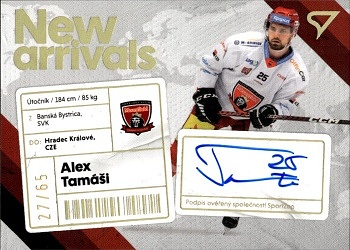 Alex Tamasi Hradec Kralove Tipsport ELH 2023/24 SportZoo 1. serie New Arrival Auto /65 #NAS-AT