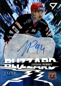 Jordann Perret Hradec Kralove Tipsport ELH 2023/24 SportZoo 1. serie Blizzard Auto /50 #BLS-JP