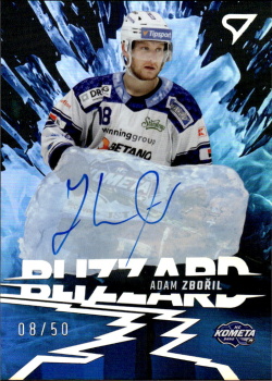 Adam Zboril Kometa Brno Tipsport ELH 2023/24 SportZoo 1. serie Blizzard Auto /50 #BLS-AZ