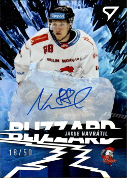 Jakub Navratil Olomouc Tipsport ELH 2023/24 SportZoo 1. serie Blizzard Auto /50 #BLS-JN