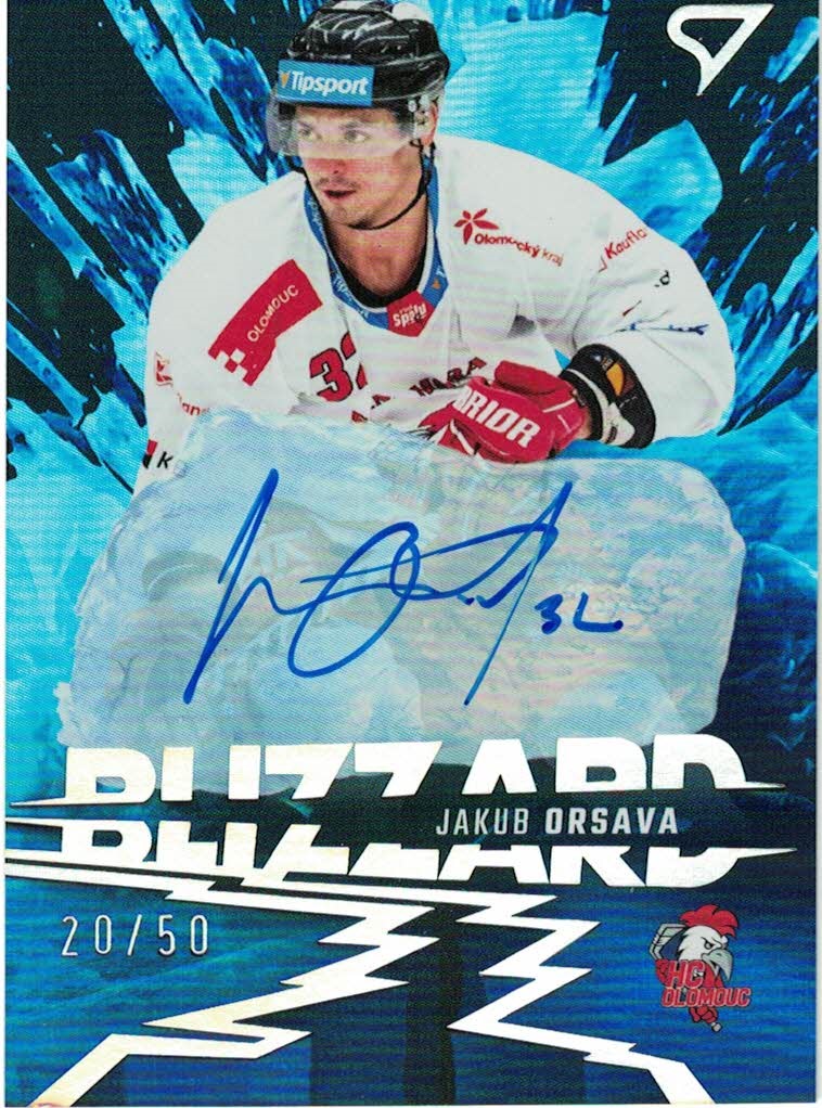 Jakub Orsava Olomouc Tipsport ELH 2023/24 SportZoo 1. serie Blizzard Auto /50 #BLS-OR