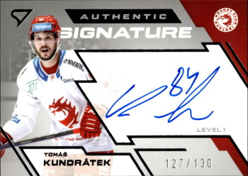 Tomas Kundratek Trinec Tipsport ELH 2023/24 SportZoo 1. serie Authentic Signature Level 1 /130 #SL1-TK