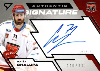 Matej Chalupa Hradec Kralove Tipsport ELH 2023/24 SportZoo 1. serie Authentic Signature Level 1 /130 #SL1-MC