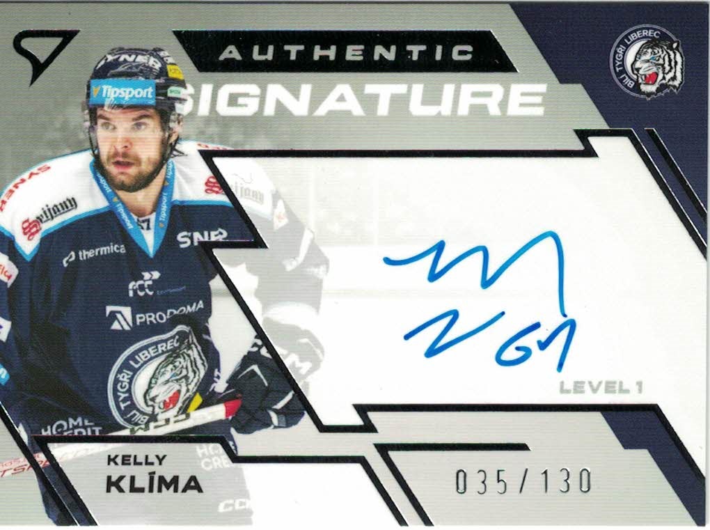 Kelly Klima Liberec Tipsport ELH 2023/24 SportZoo 1. serie Authentic Signature Level 1 /130 #SL1-KK