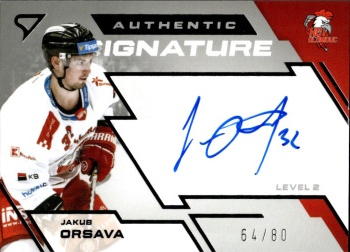 Jakub Orsava Olomouc Tipsport ELH 2023/24 SportZoo 1. serie Authentic Signature Level 2 /80 #SL2-JO