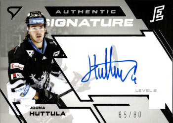 Joona Huttula Karlovy Vary Tipsport ELH 2023/24 SportZoo 1. serie Authentic Signature Level 2 /80 #SL2-JH