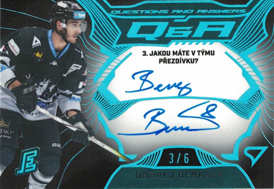 Ondrej Beranek Karlovy Vary Tipsport ELH 2023/24 SportZoo 1. serie Q&A Auto /6 #QA-OB