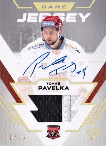 Tomas Pavelka Hradec Kralove Tipsport ELH 2023/24 SportZoo 1. serie Game Jersey Auto /25 #GJS-TP
